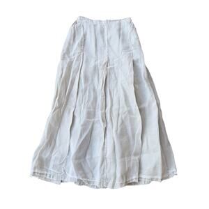 Krista Larson Off White Layered Linen Midi Skirt Size Medium